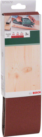 Набор из 3 шлифлент для ленточных шлифмашин Bosch, «красное» качество 1 x 60, 1 x 80, 1 x 100, без о [2]  купить в Хабаровске