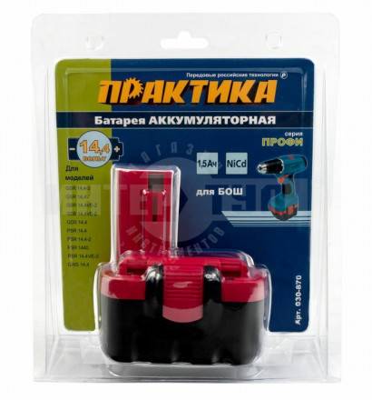 Аккумулятор ПРАКТИКА для BOSCH 14,4В, 1,5Ач, NiCd, блистер [3]  купить в Хабаровске
