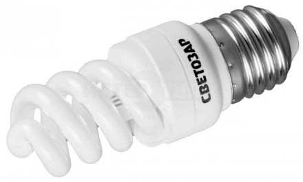 Энергосберегающая лампа СВЕТОЗАР "КОМПАКТ" спираль,цоколь E27(стандарт),Т2,яркий белый свет(4000 К), купить в Хабаровске