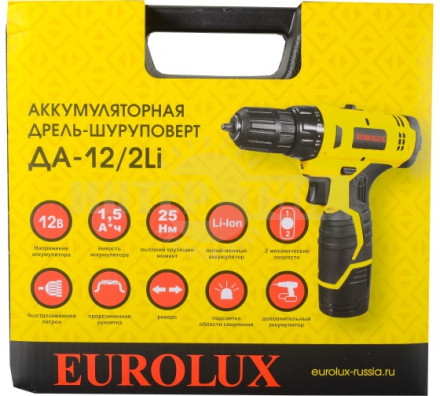 Дрель-шуруповерт аккумуляторная ДА-12/2Li Eurolux [6]  купить в Хабаровске