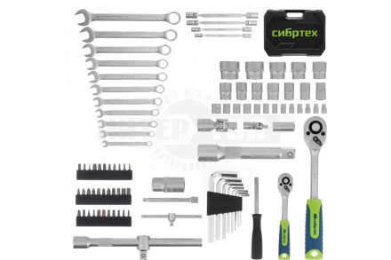 Набор инструментов, 1/2', 1/4', пластиковый кейс 89 предметов// Сибртех [2]  купить в Хабаровске