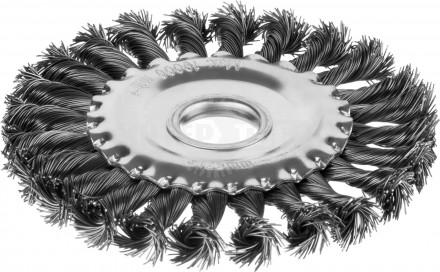 Щетка дисковая для УШМ, жгутированная стальная проволока 0,5 мм, d=125 мм, MIRAX 35140-125 купить в Хабаровске