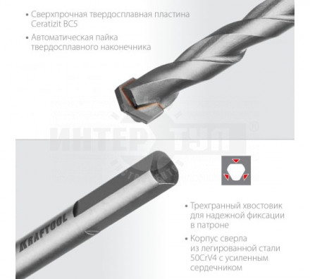 KRAFTOOL HARD 5 шт: 4-5-6-8-10 мм набор сверл по по твёрдым материалам [2]  купить в Хабаровске