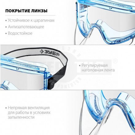 Защитные очки ЗУБР ПАНОРАМА ЩИТ в комплекте со щитком, непрямая вентиляция, Профессионал [3]  купить в Хабаровске