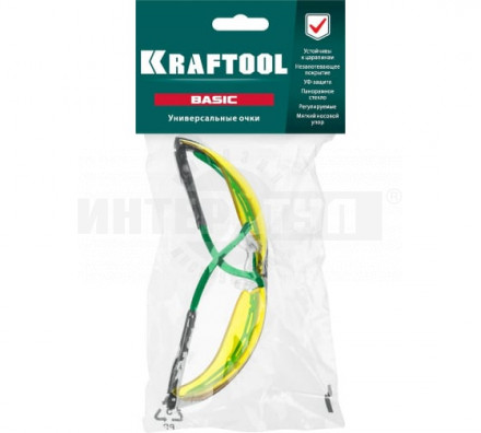 Защитные жёлтые очки KRAFTOOL BASIC стекло-моноблок с покрытием устойчивым к истиранию и запотеванию [2]  купить в Хабаровске