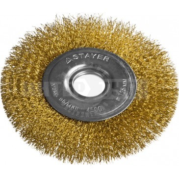 Щетка STAYER "PROFESSIONAL" дисковая для УШМ, витая стальная латунированная проволока 0,3мм, 125мм/ купить в Хабаровске