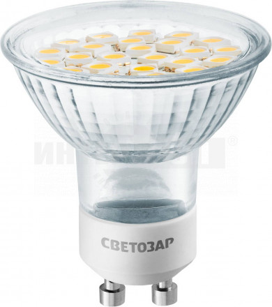 Лампы СВЕТОЗАР светодиодные "Super LUXX", цоколь GU10, теплый белый свет (3000К), 230В, 5Вт (35) [2]  купить в Хабаровске