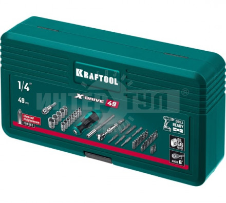 KRAFTOOL  X-Drive 49 шт, Набор бит и головок с битодержателем и трещоткой (25816) [3]  купить в Хабаровске