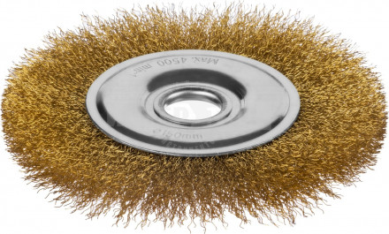 Щетка дисковая для УШМ витая стальная латунированная проволока 0,3 мм d=150 мм MIRAX 35141-150 купить в Хабаровске