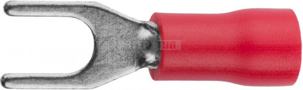 Наконечник СВЕТОЗАР для кабеля,изолированный,с вилкой,красный,вн. d 4,3мм,под болт 6мм,провод 0,5-1, [2]  купить в Хабаровске