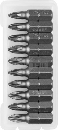 Биты ЗУБР "МАСТЕР" кованые, хромомолибденовая сталь, тип хвостовика C 1/4", PZ1, 25мм, 10шт [2]  купить в Хабаровске