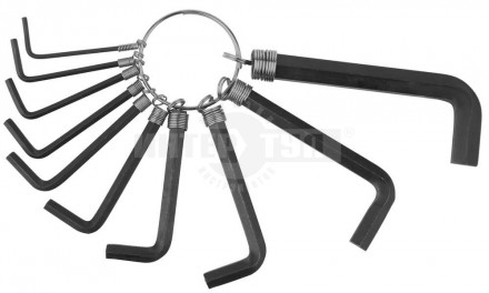 Набор DEXX: Ключи имбусовые, оксидированные, на кольце, HEX, 1,5-2-2,5-3-3,5-4-5-5,5-6-8, 10шт купить в Хабаровске