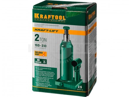 Домкрат гидравлический бутылочный "Kraft-Lift", сварной, 2т, 160-310мм, KRAFTOOL 43462-2 [3]  купить в Хабаровске