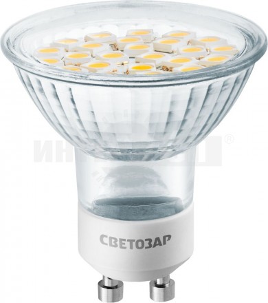 Лампы СВЕТОЗАР светодиодные "Super LUXX", цоколь GU10, теплый белый свет (3000К), 230В, 5Вт (35) купить в Хабаровске
