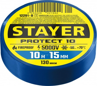 STAYER Protect-10 синяя изолента ПВХ, 10м х 15мм купить в Хабаровске