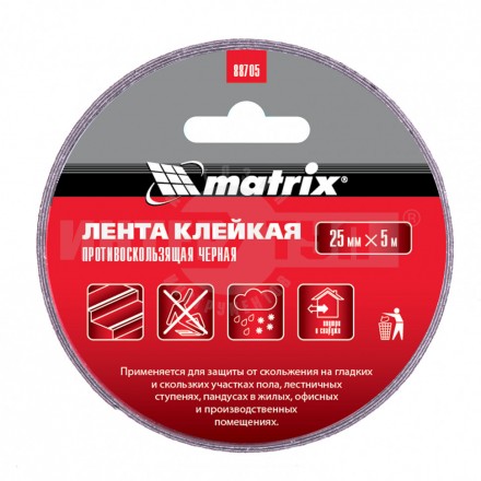 Лента клейкая противоскользящая, черная 25 мм. х 5м.// Matrix купить в Хабаровске
