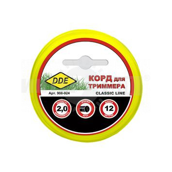 Корд триммерный в блистере DDE "Classic line" (круг) 2,0 мм х 12 м, желтый купить в Хабаровске
