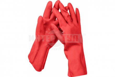 ЗУБР ЛАТЕКС+ перчатки латексные хозяйственно-бытовые, стойкие к кислотам и щелочам, размер L купить в Хабаровске