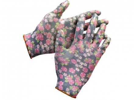 Перчатки GRINDA садовые, прозрачное нитриловое покрытие, размер S-M, черные [2]  купить в Хабаровске