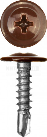 Саморезы ПШМ-С со сверлом для листового металла 25 х 4.2 мм 400 шт RAL-8017 шоколадно-коричневый ЗУБР [2]  купить в Хабаровске