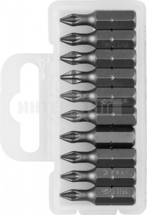 Биты ЗУБР "МАСТЕР" кованые, хромомолибденовая сталь, тип хвостовика C 1/4", PH1, 25мм, 10шт [2]  купить в Хабаровске