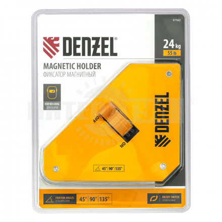 Фиксатор магнитный отключаемый для сварочных работ усилие 55 LB, 45х90 град.// Denzel [3]  купить в Хабаровске