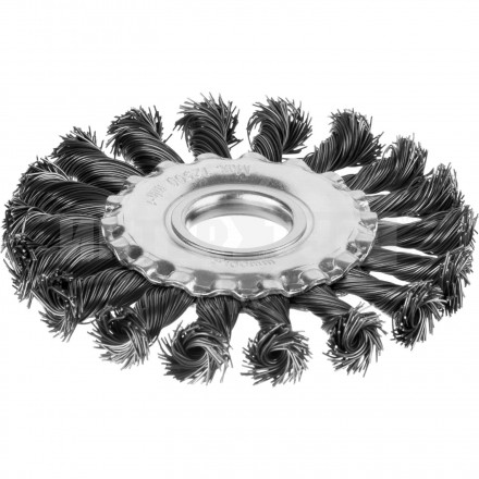 Щетка дисковая для УШМ жгутированная стальная проволока 0,5 мм d=100 мм MIRAX 35140-100 купить в Хабаровске