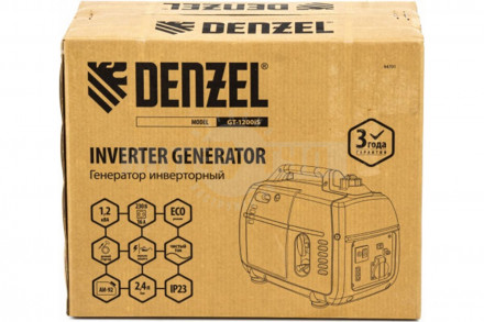 Генератор инверторный GT-1200iS, 1,2 кВт, 230 В, бак 2,4 л, закрытый корпус, ручной старт// Denzel [6]  купить в Хабаровске