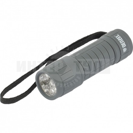 Фонарь светодиодный, серый корпус с мягким покрытием, 9 LED, 3хААА// DENZEL купить в Хабаровске