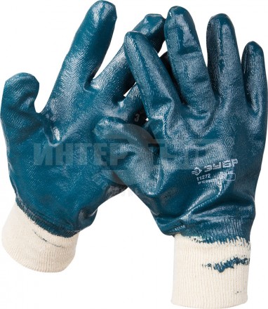 Перчатки ЗУБР "МАСТЕР" рабочие с манжетой, с полным нитриловым покрытием, размер L (9) купить в Хабаровске