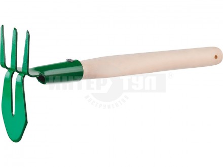 Мотыга-рыхлитель РОСТОК с деревянной ручкой, "лепесток+3 зуба" прямая, ширина рабочей части - 65мм купить в Хабаровске