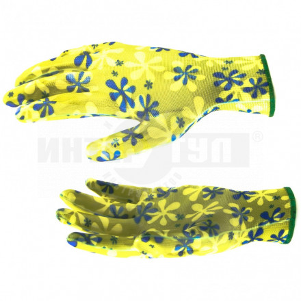 Перчатки садовые из полиэстера с нитриловым обливом, зеленые, M //PALISAD купить в Хабаровске