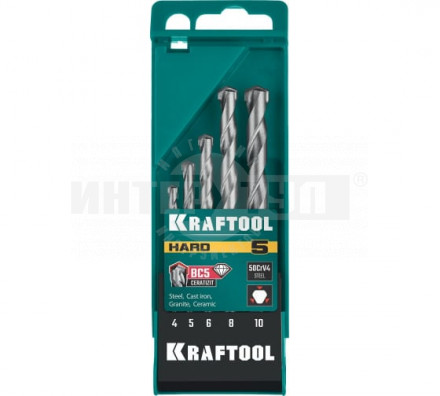 KRAFTOOL HARD 5 шт: 4-5-6-8-10 мм набор сверл по по твёрдым материалам [3]  купить в Хабаровске