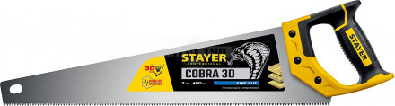 Ножовка универсальная (пила) "Cobra 3D" 450мм, 7TPI, 3D зуб, точн.рез вдоль и поперек волокон, для средних заготовок из всех видов материалов, STAYER [2]  купить в Хабаровске