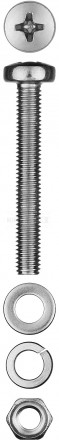 Винт (DIN7985) в комплекте с гайкой (DIN934), шайбой (DIN125), шайбой пруж. (DIN127), M4 x 40 мм, 16 [2]  купить в Хабаровске