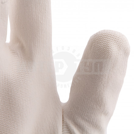 Перчатки трикотажные с белым полиуретановым покрытием, размер L, 15 класс вязки// Сибртех [4]  купить в Хабаровске