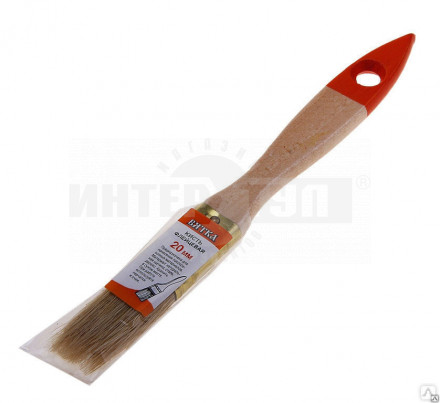 Кисть флейцевая "ВЯТКА" деревянная ручка натуральная щетина индивидуальная упаковка 20мм купить в Хабаровске
