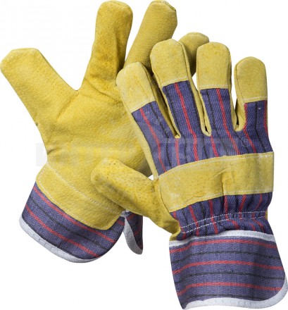 Перчатки STAYER "MASTER" рабочие комбинированные кожаные из спилка с тиснением, XL купить в Хабаровске