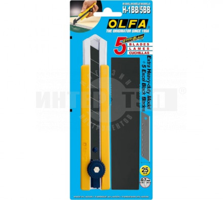Нож OLFA с выдвижным лезвием, в комплекте с лезвиями 5 шт 25мм [4]  купить в Хабаровске