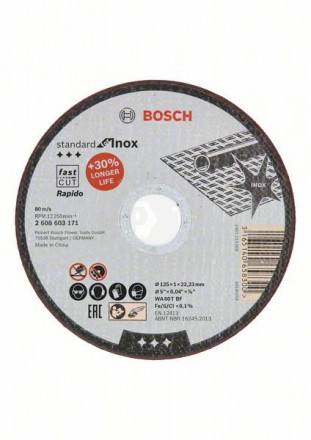 Круг отрезной мет 125х1.0х22мм Standard for Inox Bosch [2]  купить в Хабаровске