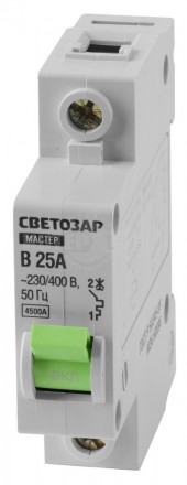 Выключатель СВЕТОЗАР автоматический 1-полюсный "B" (тип расцепления) 50 A 230 / 400 В купить в Хабаровске