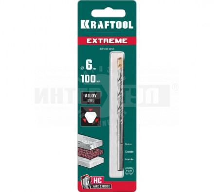 KRAFTOOL EXTREME 6 х 100 сверло по бетону, 3-х гранный хвостовик [4]  купить в Хабаровске