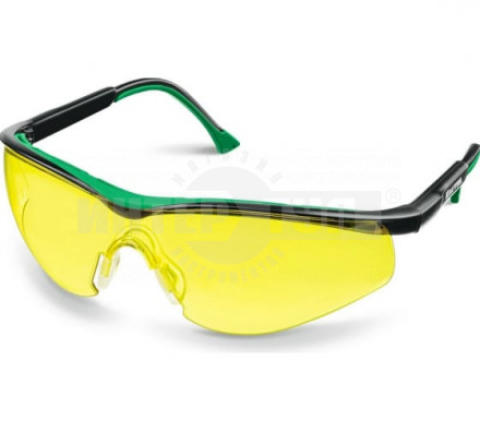 Защитные жёлтые очки KRAFTOOL BASIC стекло-моноблок с покрытием устойчивым к истиранию и запотеванию купить в Хабаровске