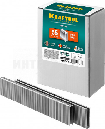 KRAFTOOL 25  мм скобы для степлера узкие тип 55, 5000 шт [2]  купить в Хабаровске