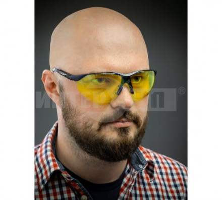 Защитные жёлтые очки ЗУБР ПРОГРЕСС линза устойчива к царапинам и запотеванию, открытого типа [3]  купить в Хабаровске