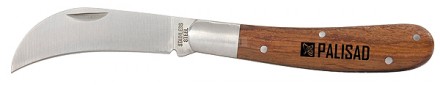 Нож садовый, 170 мм, складной, изогнутое лезвие, деревянная рукоятка// PALISAD купить в Хабаровске