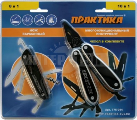 Инструмент многофункц плоскогубцы 10в1+нож8в1 складн Практика [4]  купить в Хабаровске
