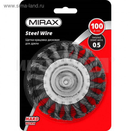 Щетка дисковая для дрели жгутированная стальная проволока 0,5 мм d=100 мм MIRAX 35146-100 купить в Хабаровске