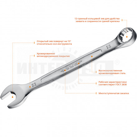 Комбинированный гаечный ключ 22 мм, ЗУБР купить в Хабаровске