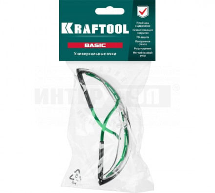 Защитные прозрачные очки KRAFTOOL BASIC стекло-моноблок с покрытием устойчивым к истиранию и запотеванию, открытого типа [3]  купить в Хабаровске